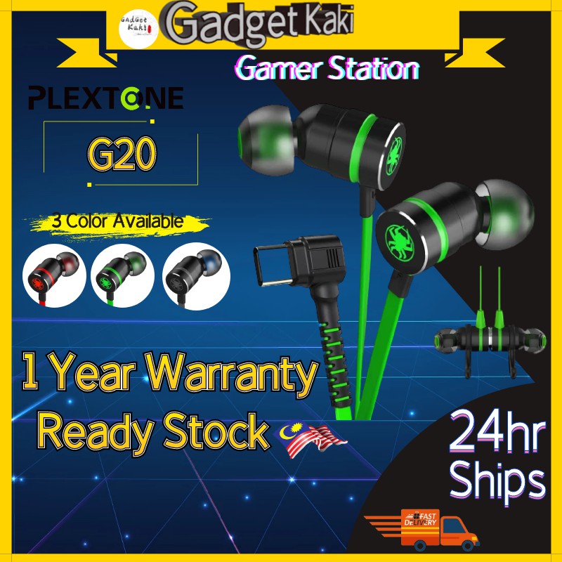  READY STOCK Plextone G20 Noise Reduction Magnet In-Ear Earphone With Mic EarphonePUBG CODM CS ML [ Ready Stock ]