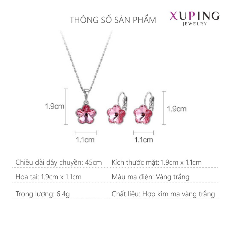 Bộ Trang Sức Nữ Mạ Vàng Trắng, Đính Đá Trang Nhã Sang Trọng - XPBTS11