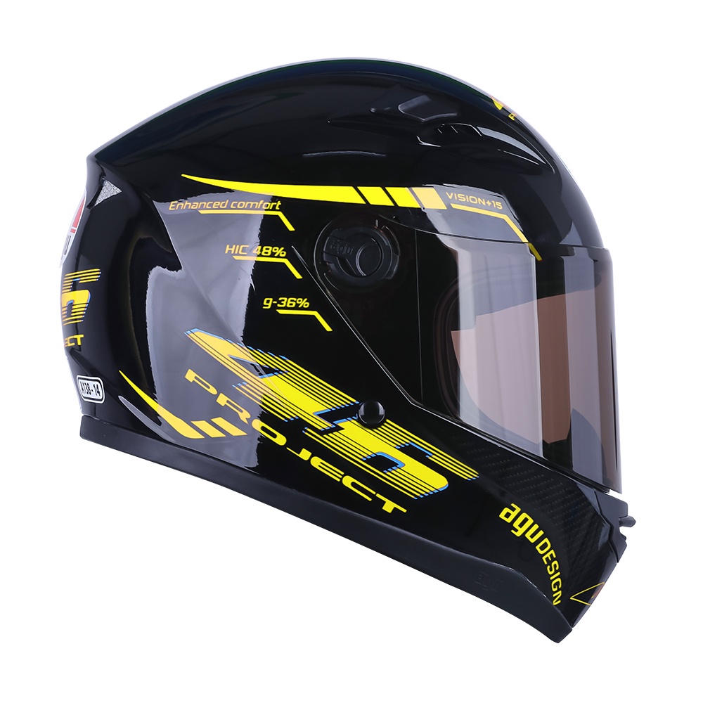 Nón bảo hiểm AGU fullface tem 46 vàng TẶNG kèm túi đựng a138v14