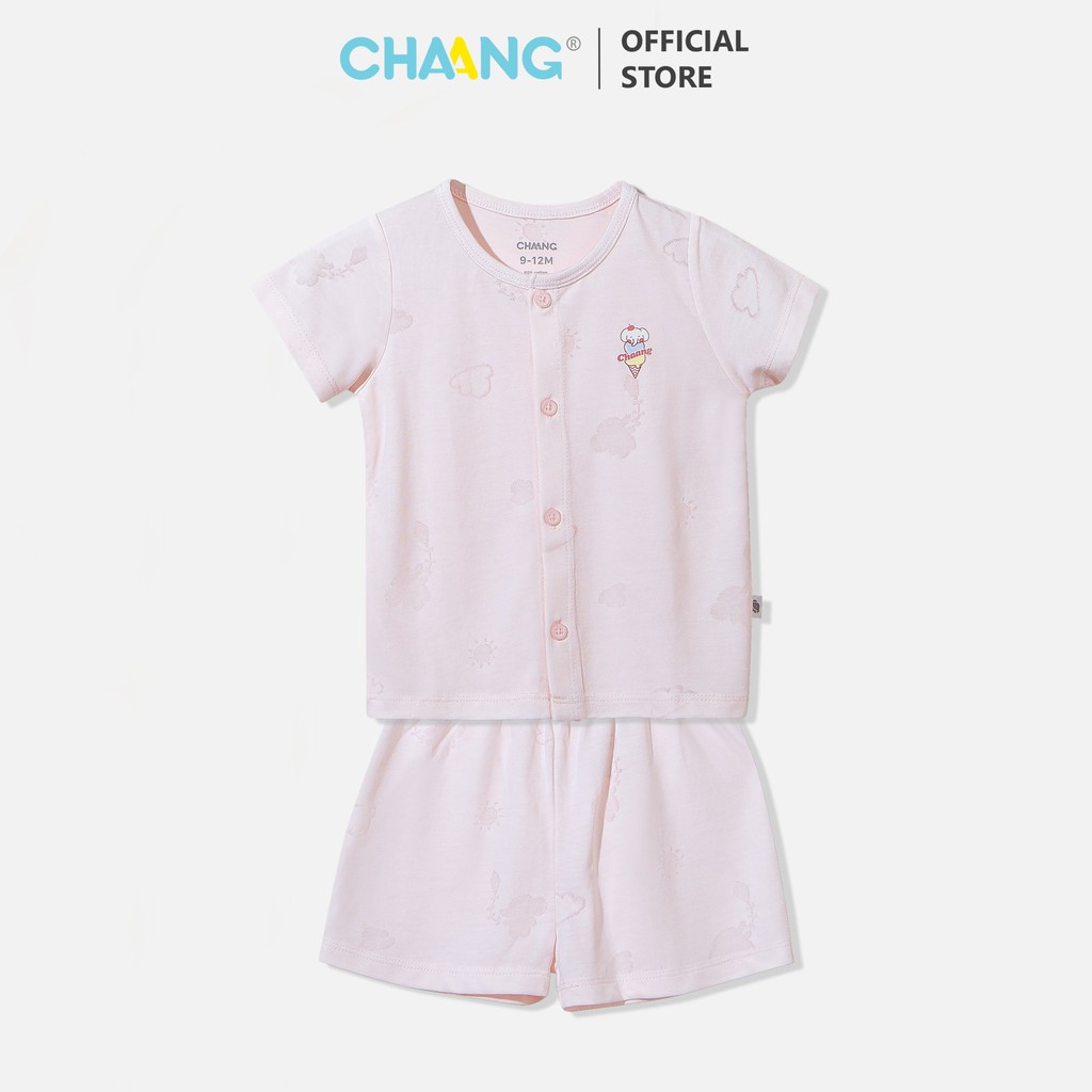 Chaang Bộ cộc tay cúc giữa sơ sinh summer hồng