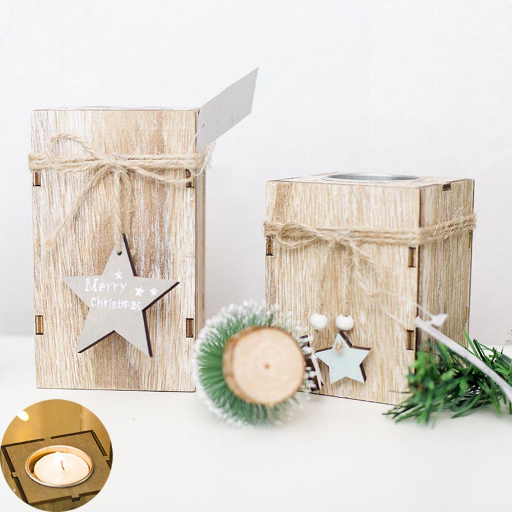 Đế Nến Bằng Gỗ Hình Lồng Đèn Dùng Trang Trí Tiệc Cưới / Giáng Sinh