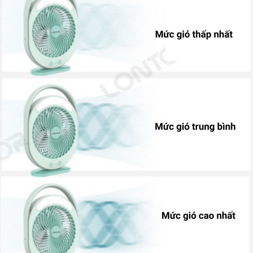 Quạt Mini - Quạt tích điện mini KM - F0336 tích hợp đèn học, đèn ngủ thời gian sử dụng từ 5-7h siêu tích điện