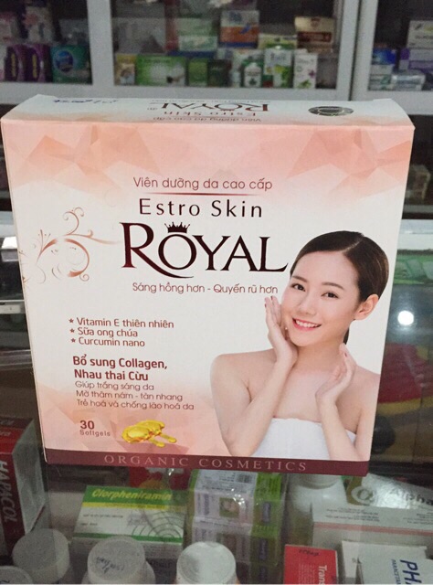 Viên dưỡng da cao cấp chứa vitamin e, sữa ong chúa, nhau thai cừu ESTRO SKIN ROYAL VỈ 5 viên