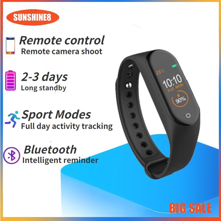 【SUN】❇️M4❇️Fitness Tracker Watch Sport Bracelet Heart Rate Heartband Health Wristband