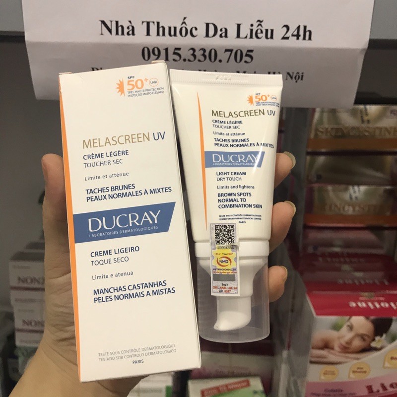 Kem chống nắng kết hợp làm sáng da và ngăn ngừa lão hóa - Melascreen UV Light Cream SPF50+ 40ml - Ducray -[CHÍNH HÃNG]