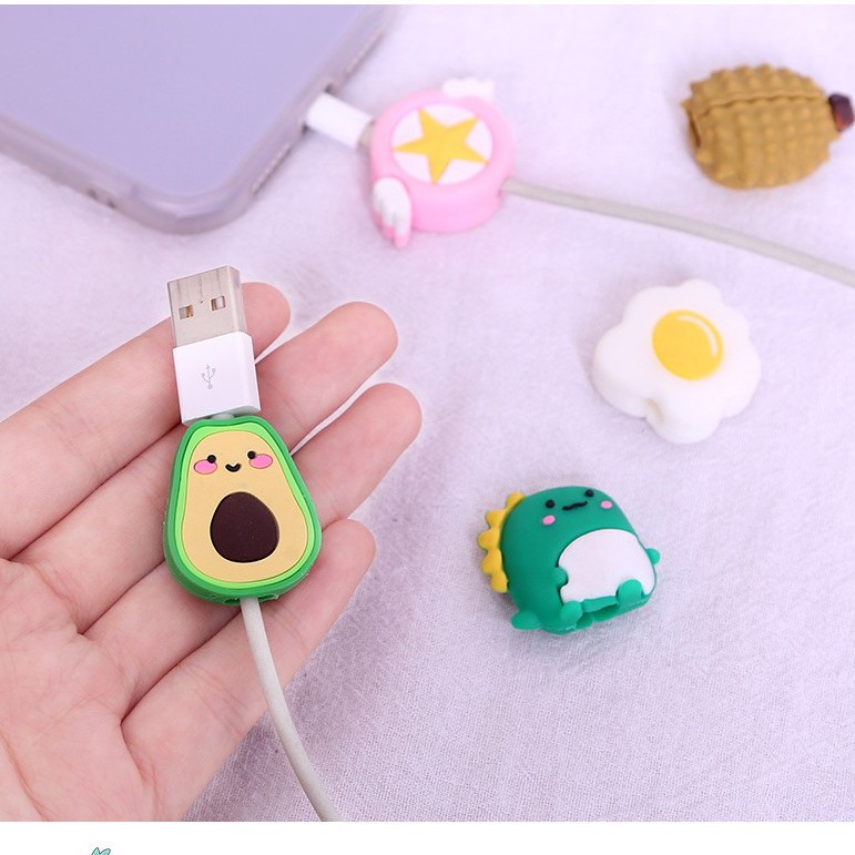 Phụ kiện bảo vệ đầu dây cáp, dây tai nghe dễ thương, chất liệu siêu dày, kích thước 3x3cm