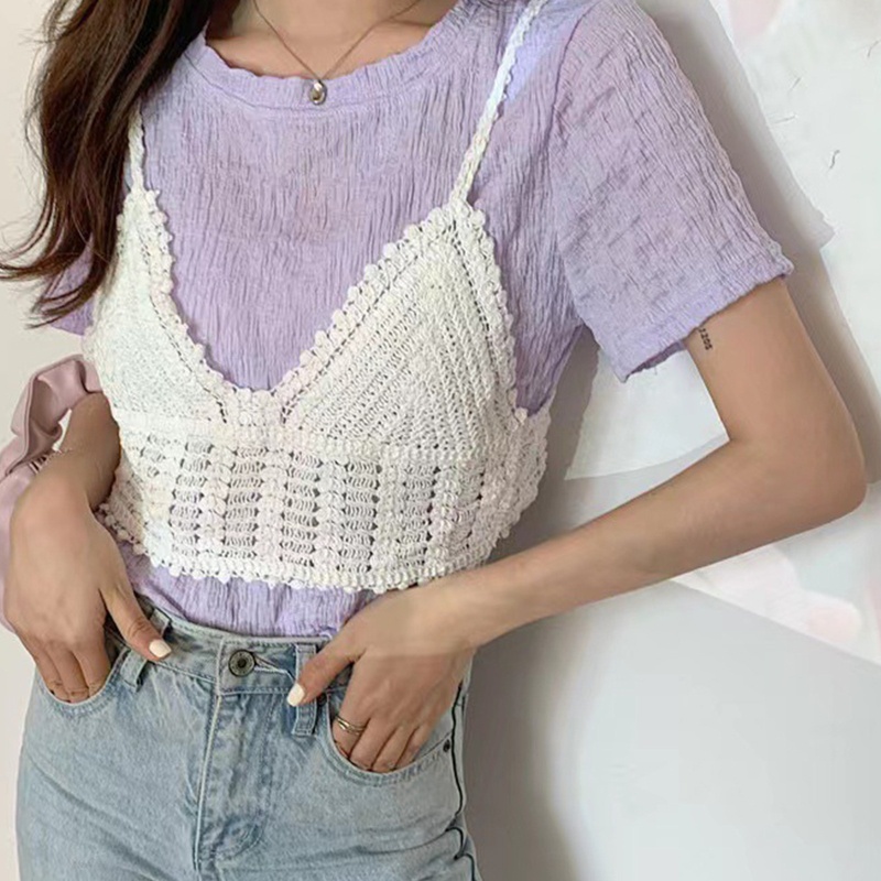 Áo croptop hai dây cổ chữ V gợi cảm cho nữ