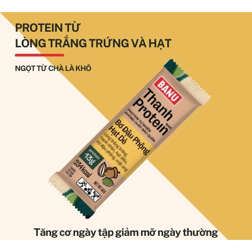 Thanh năng lượng protein Banu bơ đậu phộng ăn kiêng giảm cân KPHUCSINH - Hàng Chính Hãng