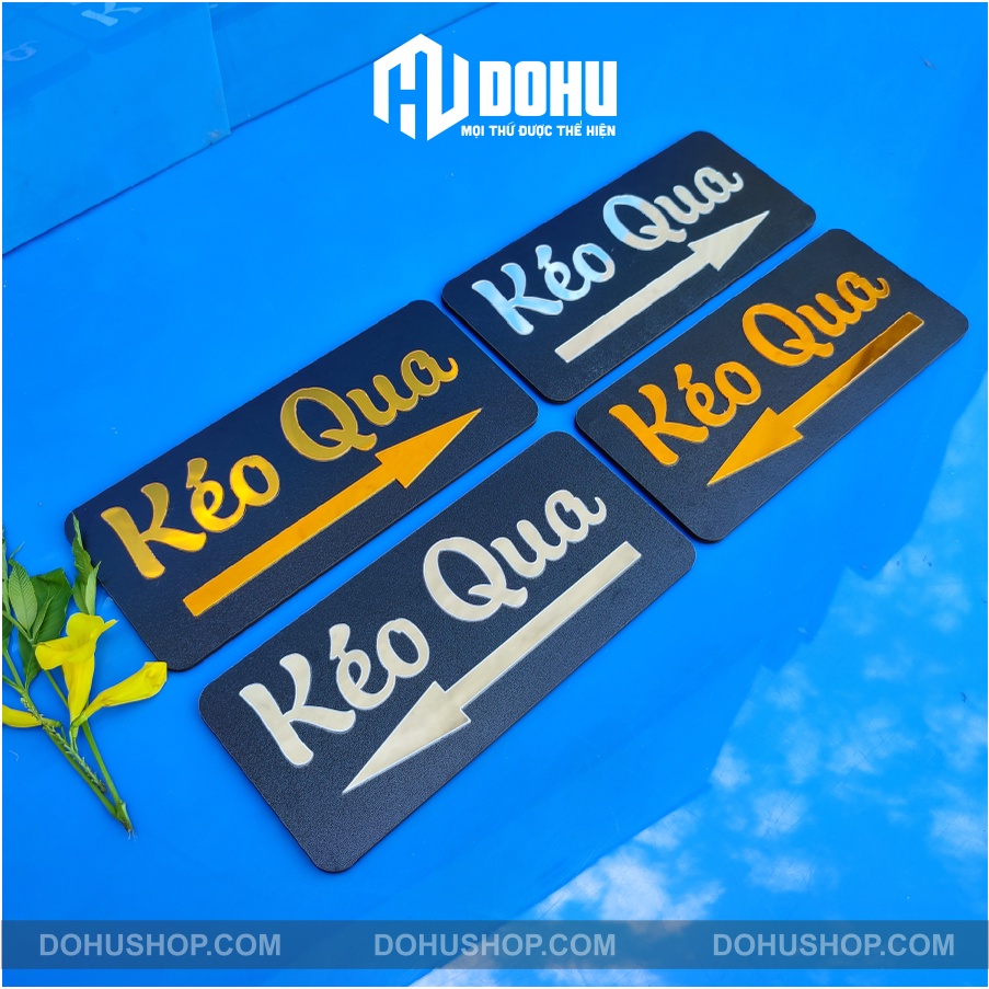 Bảng gương dán cửa DOHU - biển hướng dẫn đóng mở cửa ra vào (có sẵn keo dán)