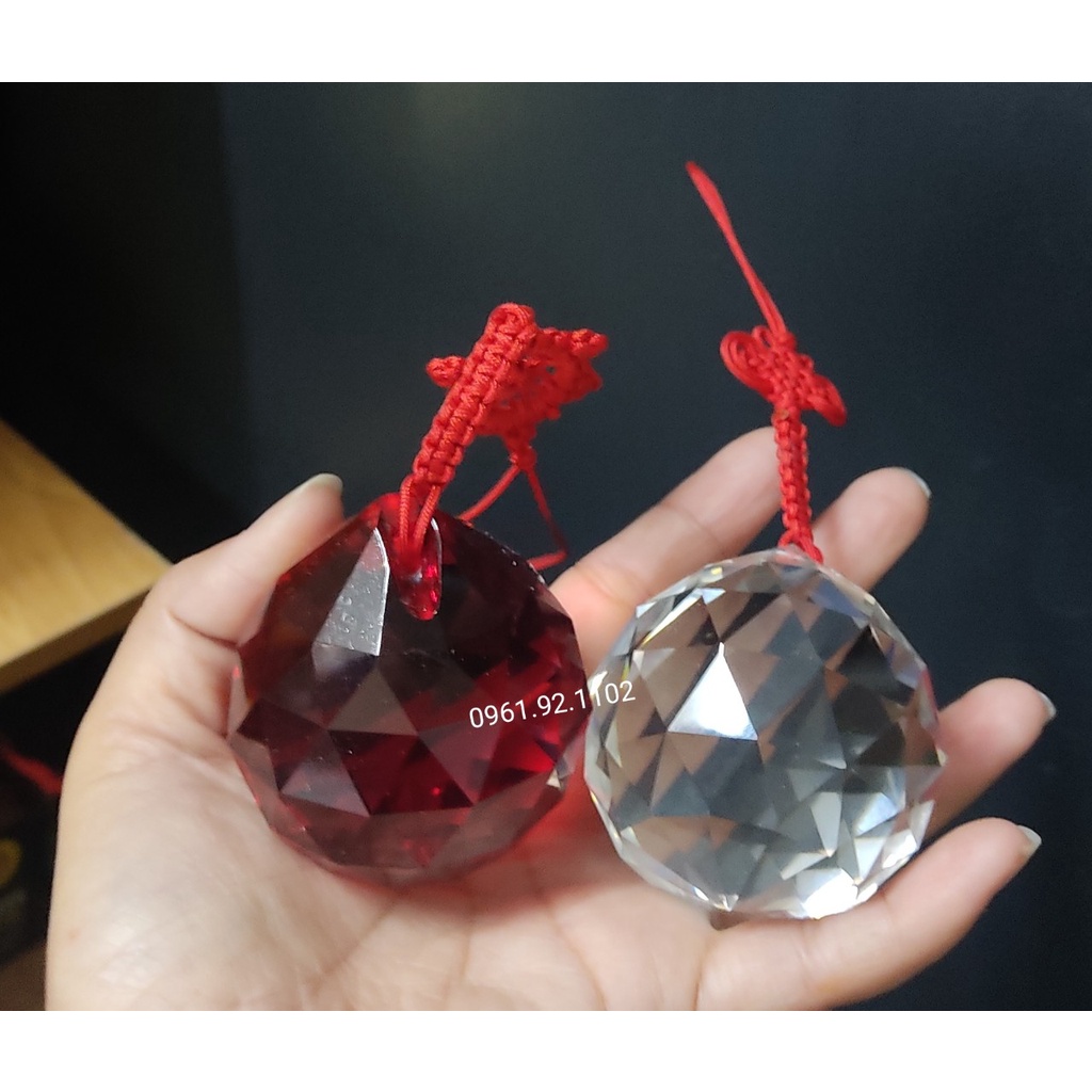 Quả cầu Treo thủy tinh  vát cạnh phong thủy sai 5cm các màu