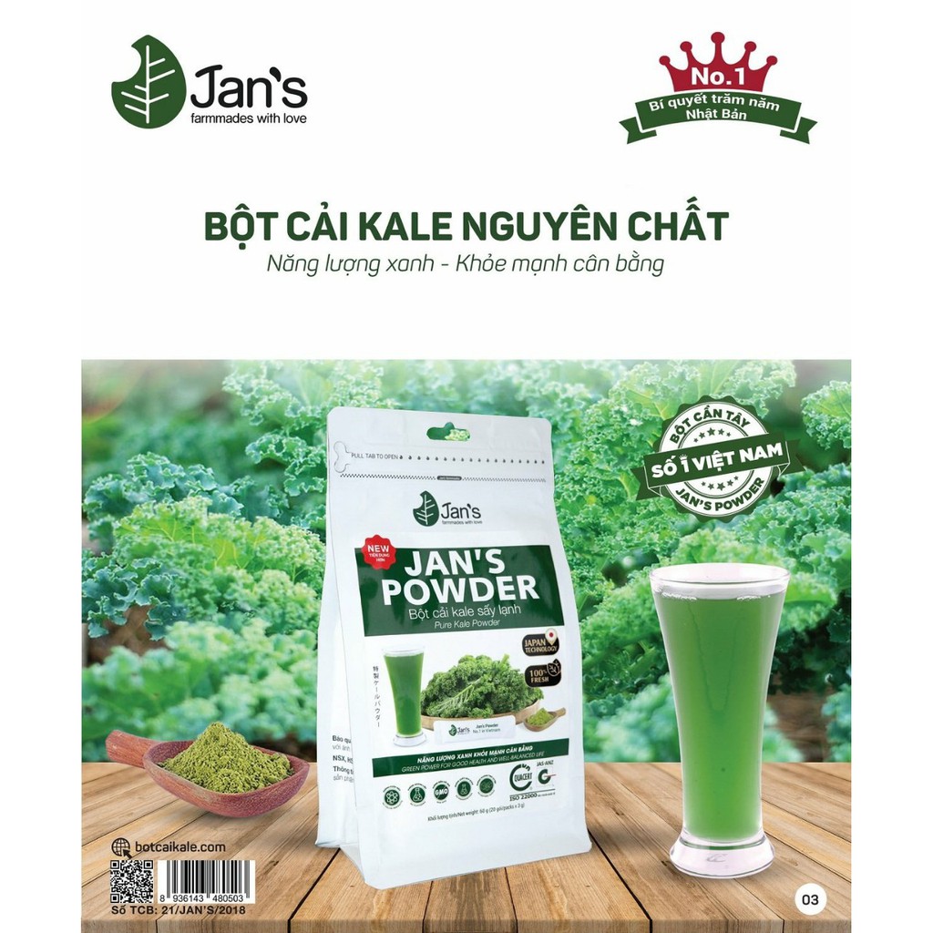 Bột Cải Kale Sấy Lạnh Jan’s 20 gói tiện dụng