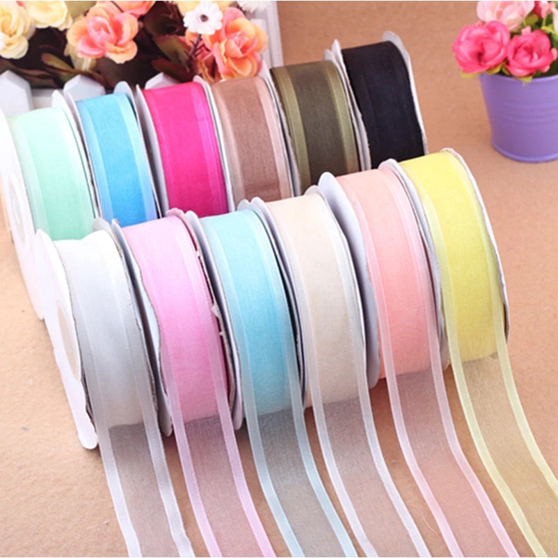 Ruy băng voan viền 2cm xinh dùng trang trí hộp bánh