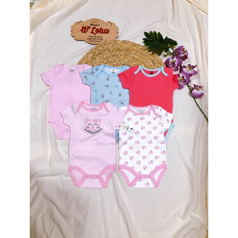 Set 5 body cọc tay / body chip cho bé trai bé gái sơ sinh 0- 9 ký
