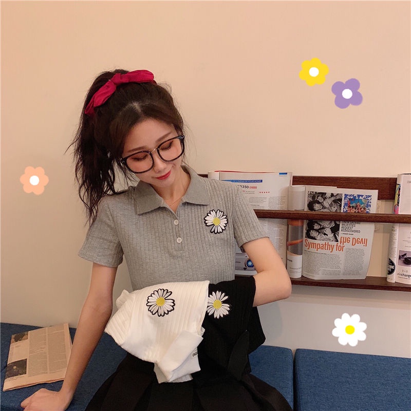 ❤️❤️áo polo Dệt Kim Ngắn Tay Thêu Họa Tiết Thời Trang Mùa Hè Hàn Quốc Cho Nữ | BigBuy360 - bigbuy360.vn