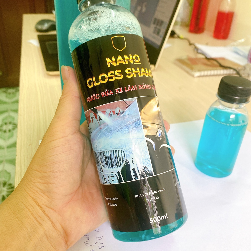 Nước Rửa Xe NANO GLOSS SHAMPOO Siêu Đặc Bóng Sơn Xà Bông Rửa Xe tỷ lệ pha 1:200 ( Đặc Hơn Sonax )