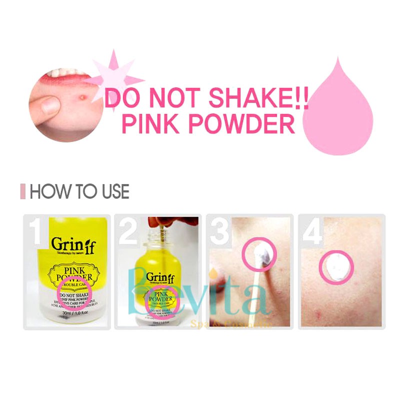 Tinh dầu chấm mụn Grinif Pink Powder 40g, tinh dầu giảm mụn bọc mụn mủ - Bevita