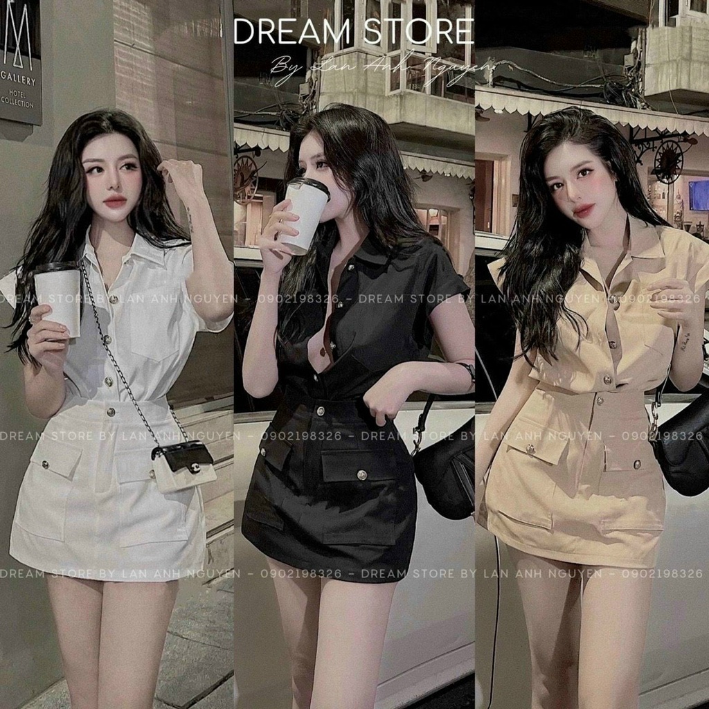 Set Bộ Đi Chơi Áo Sơ Mi Kèm Chân Váy Mini Phong Cách Hiện Đại Chất Liệu Tuyết Mưa Thời Trang Nữ Xm Minh Phúc