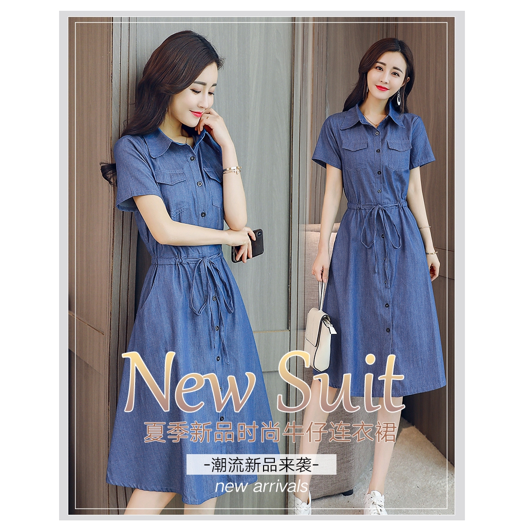 Đầm Denim Ngắn Tay Xinh Xắn Theo Phong Cách Hàn Quốc Dành Cho Nữ 2020 | BigBuy360 - bigbuy360.vn