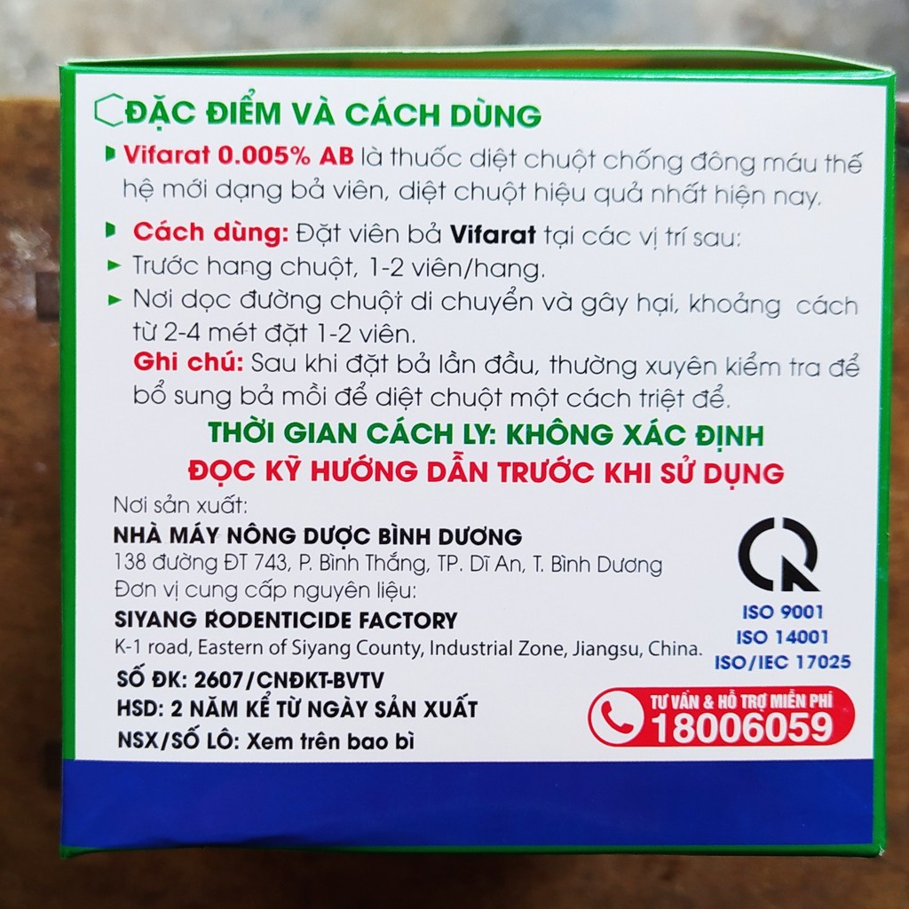 Thuốc Diệt Chuột VIFARAT 0.005%AB (gói 10 viên), thuốc diệt chuột dạng bả viên