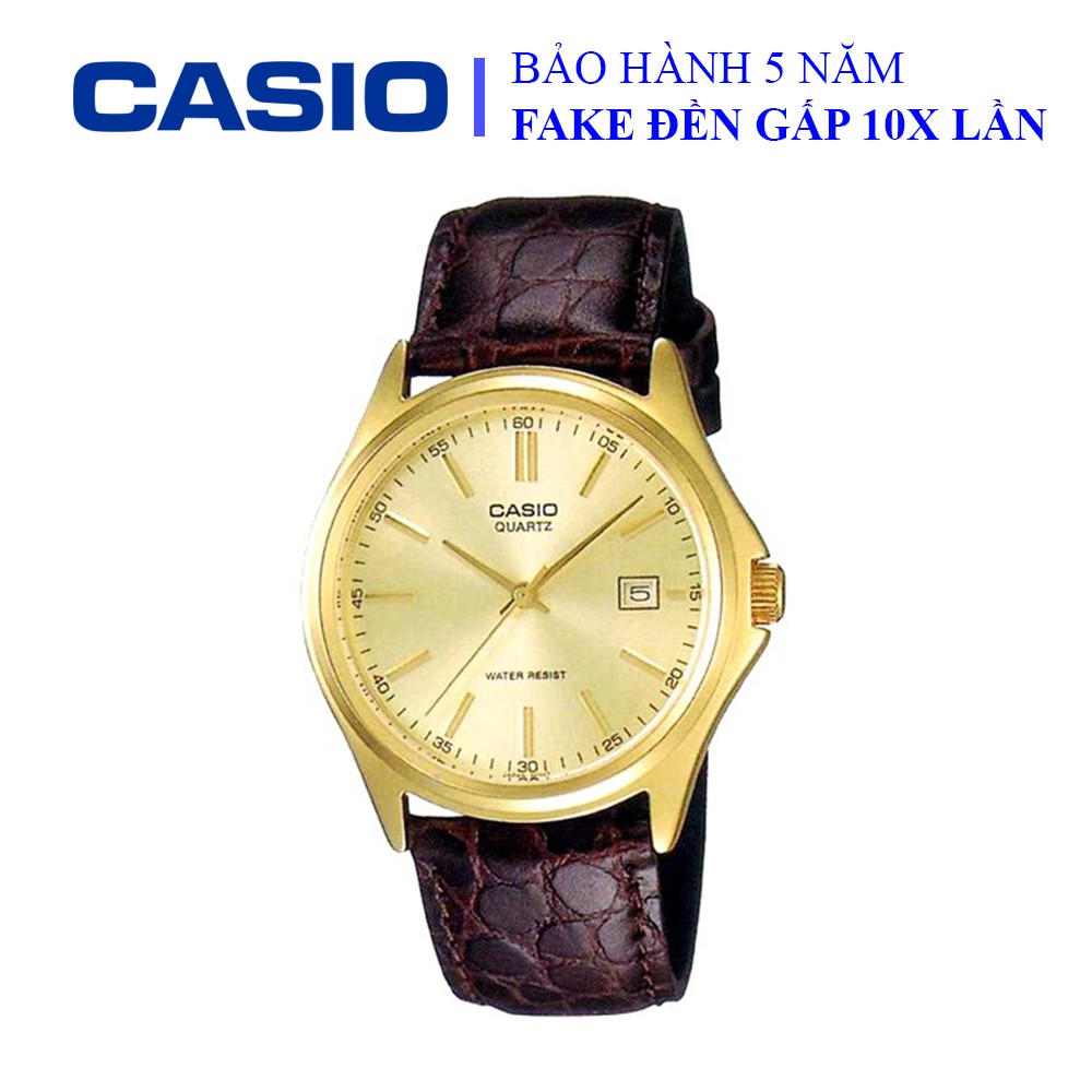 Đồng hồ Casio nam dây da thể thao, mặt viền vàng sang trọng, đẳng cấp chống nước WR30M đi bơi(MTP-1183Q-9ADF)