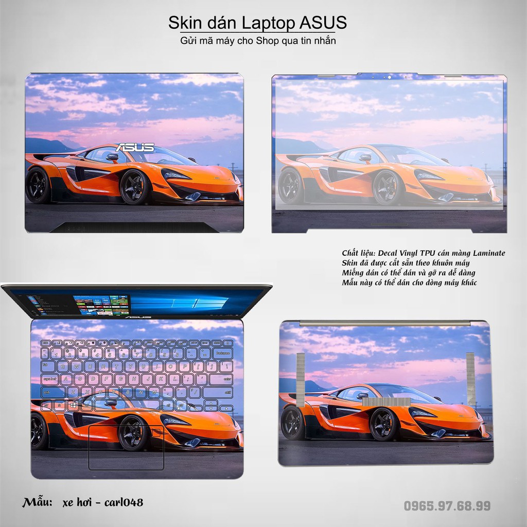 Skin dán Laptop Asus in hình xe hơi nhiều mẫu 2 (inbox mã máy cho Shop)