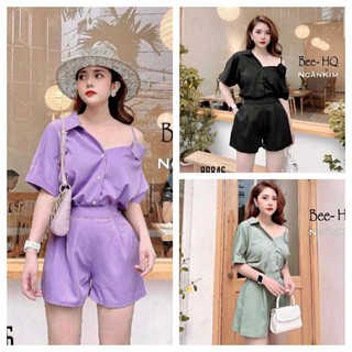 Set bộ sơ mi bẹt vai size m,l,xl,2xl,3xl