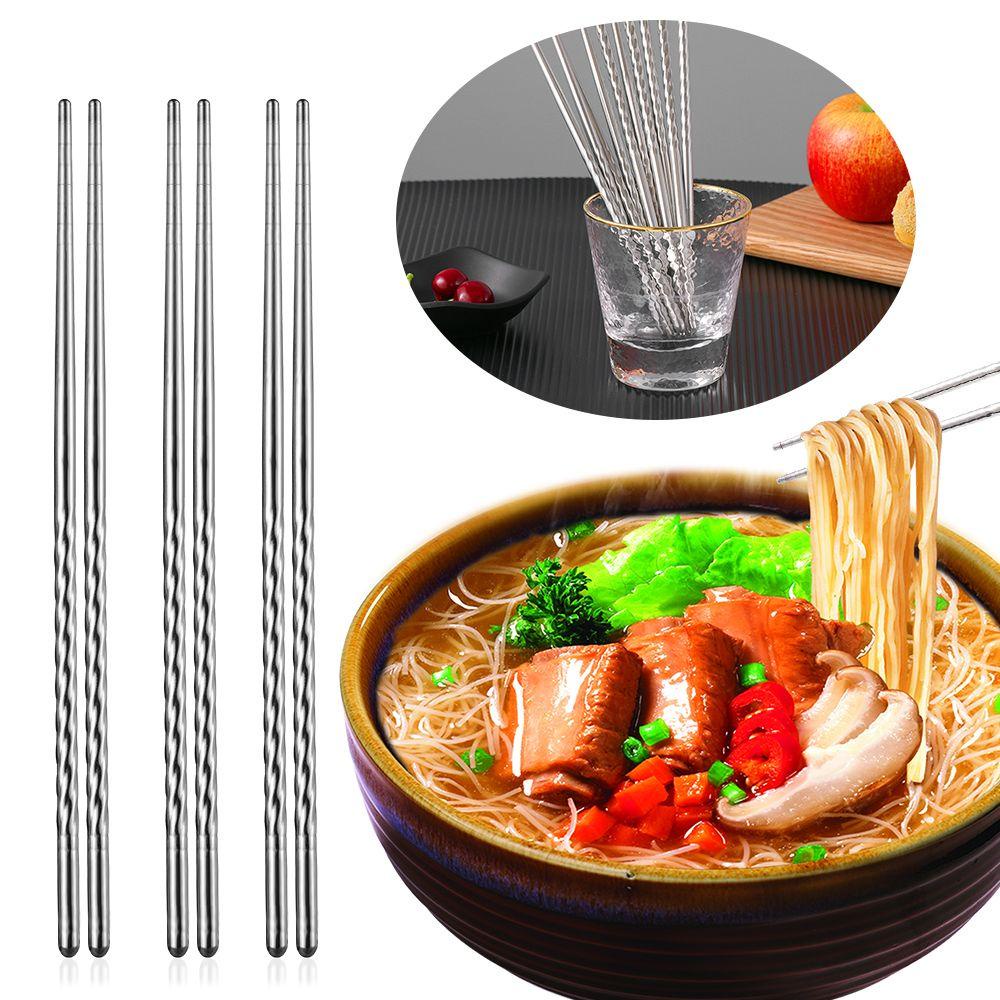 Daphs 3 Đôi Đũa|Bộ Dụng Cụ Ăn Uống Bằng Thép Không Gỉ Chất Lượng Cao