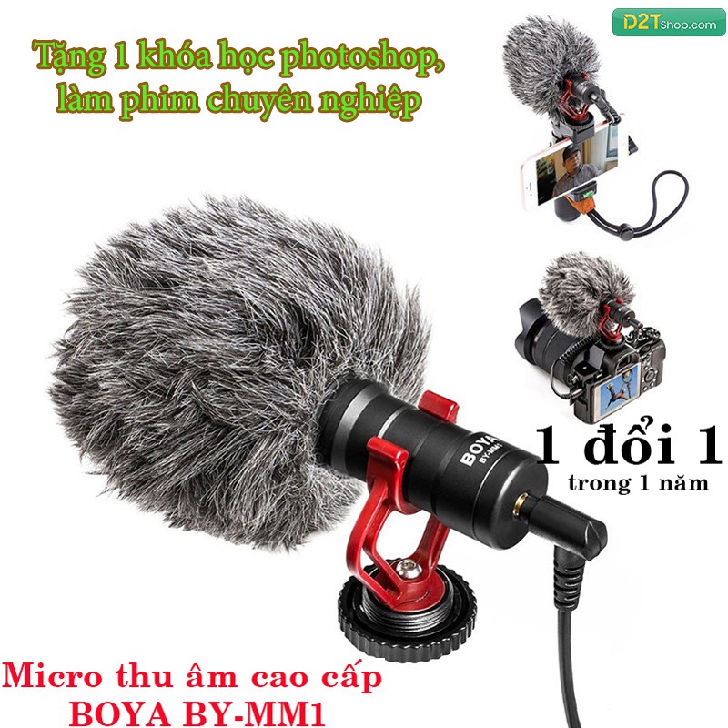 Micro thu âm cao cấp Boya BY-MM1 dùng cho máy ảnh DSLR, action camera, và điện thoại, BH 12 tháng
