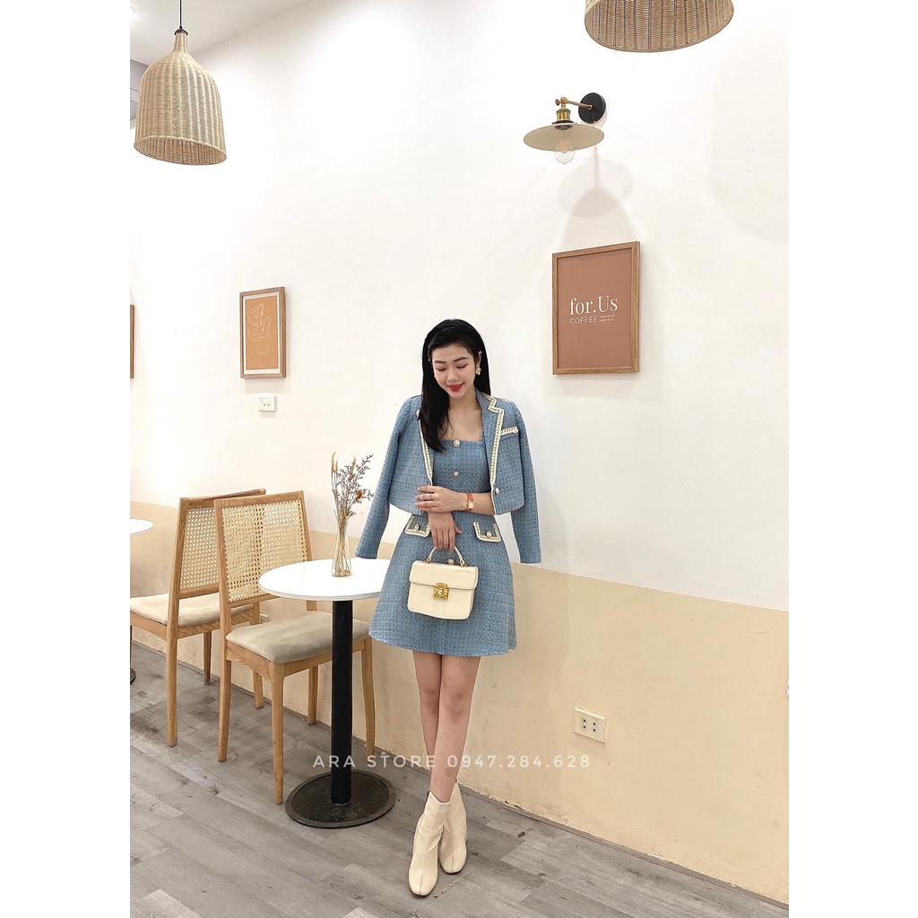 Set váy áo dạ Tweet cao cấp sang chảnh tiểu thư Ara S17 | BigBuy360 - bigbuy360.vn
