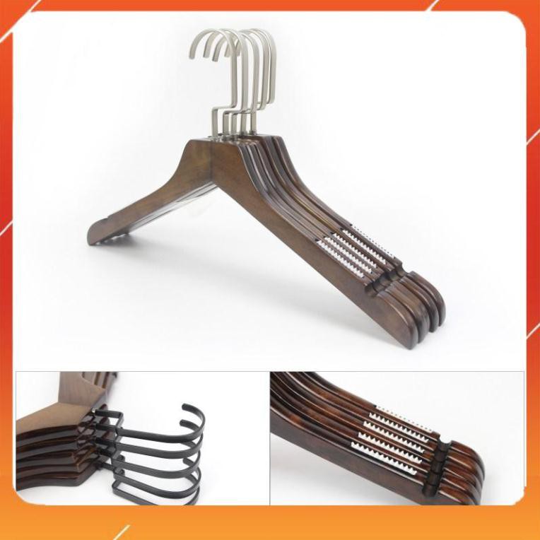 móc treo quần áo-mắc áo nam size 44cm cổ bằng màu nâu có đệm vai-móc kẹp cho shop thời trang, váy cưới