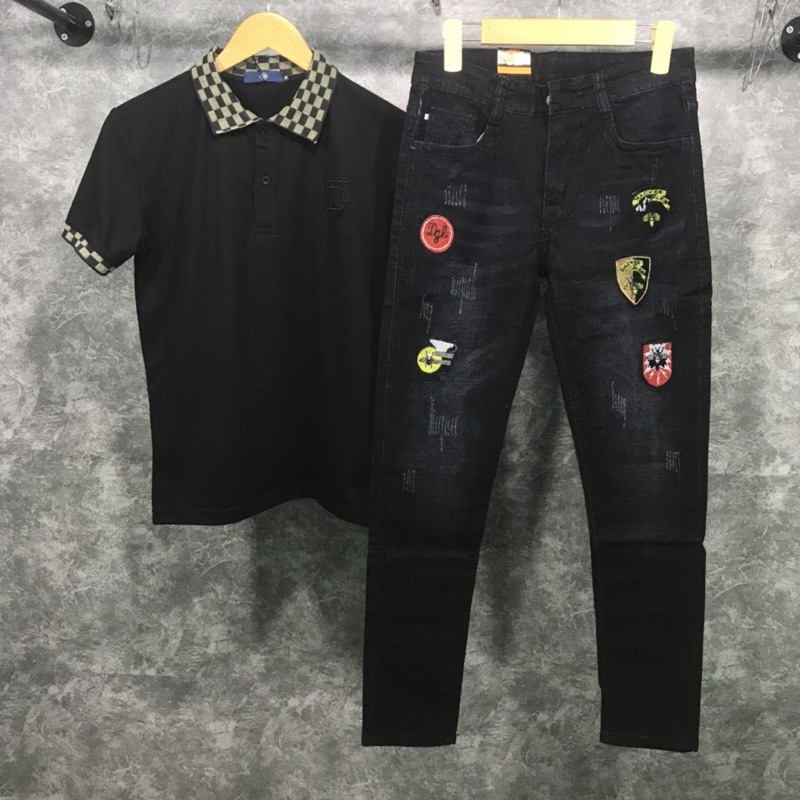 Quần jean dài logo cao cấp