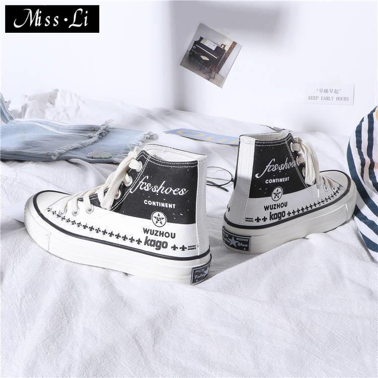 Giày Thể Thao Canvas Cổ Cao Phong Cách Hàn Quốc Thời Trang Mùa Hè Mới Cho Nữ