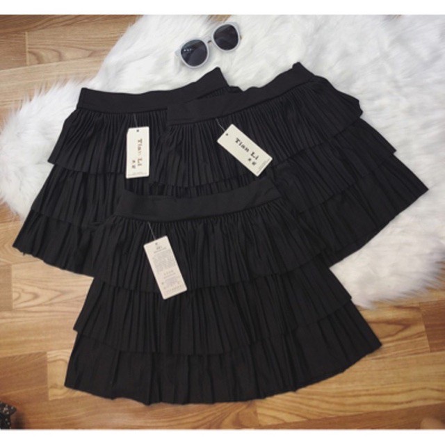 Chân váy 2 tầng dập ly có quần trong - Chân váy ngắn xếp ly QC sang chảnh | BigBuy360 - bigbuy360.vn