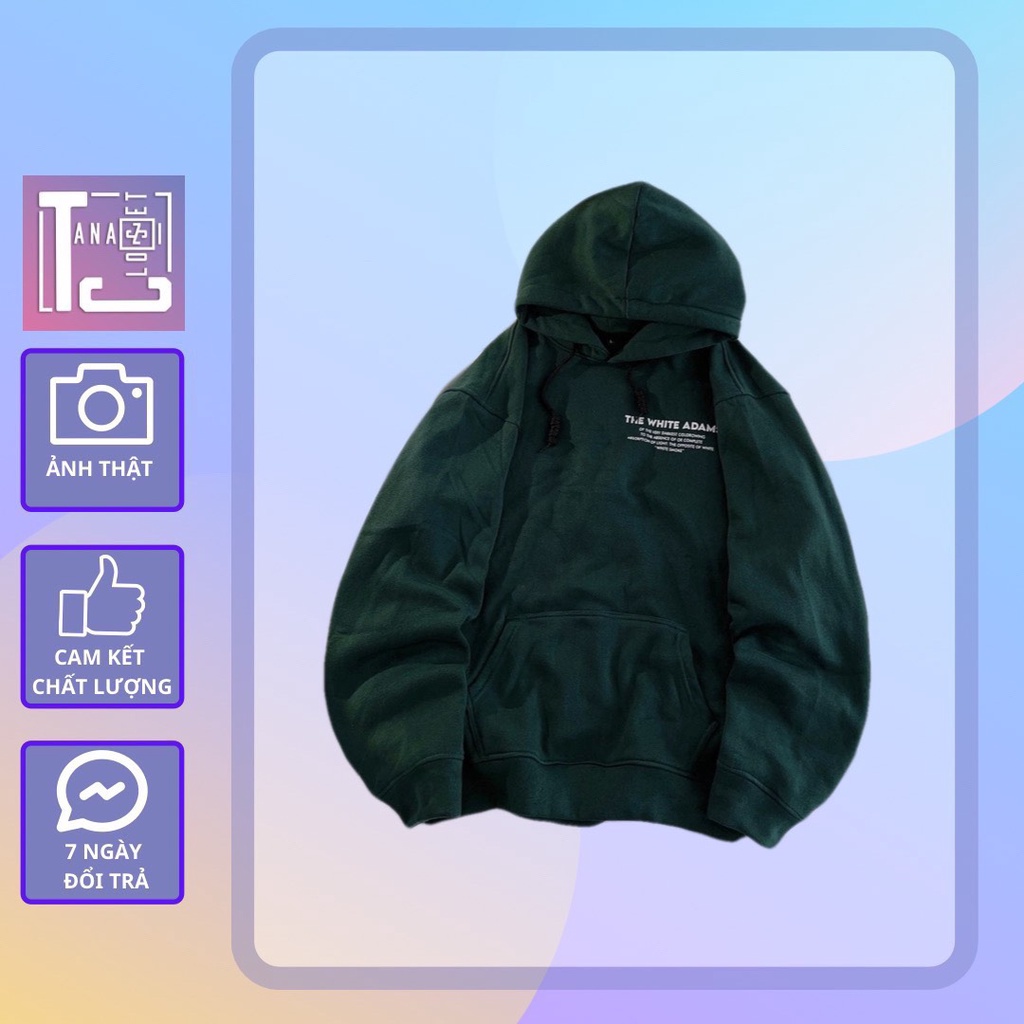 [sẵn] Áo hodie tay dài form rộng in chữ White Adam ( ảnh thật tại shop) Tanazi Closet