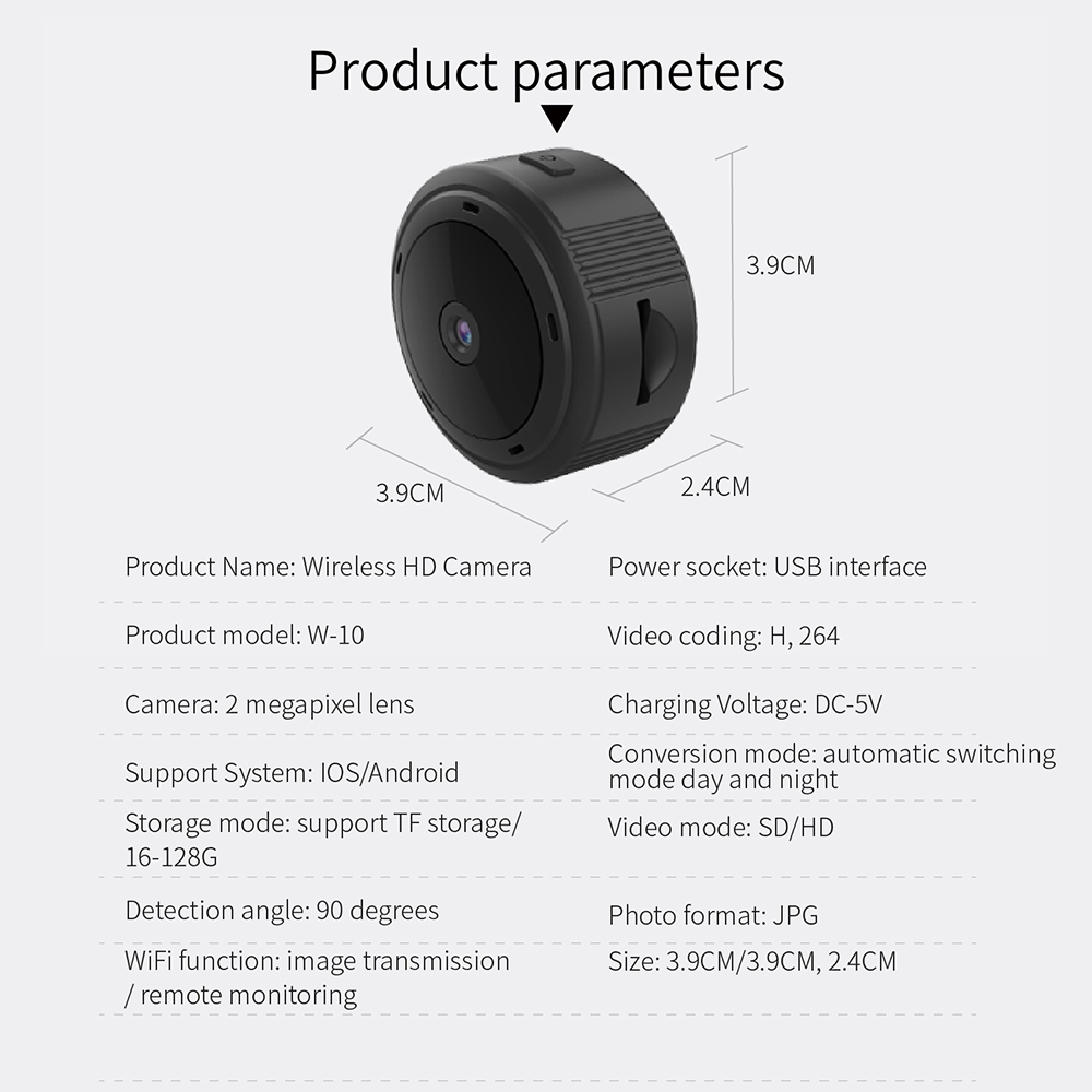 Camera Giám Sát W-10 Mini 1080P HD Kết Nối WiFi Kèm Phụ Kiện | BigBuy360 - bigbuy360.vn