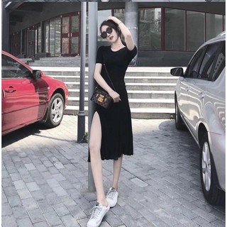 Đầm Nữ Ngắn Tay Màu Đen