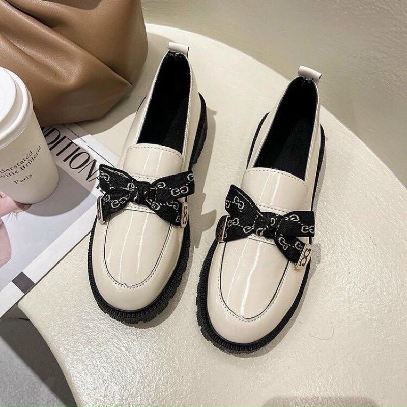 Giày hài búp bê nữ da bóng đế 3cm mã 45