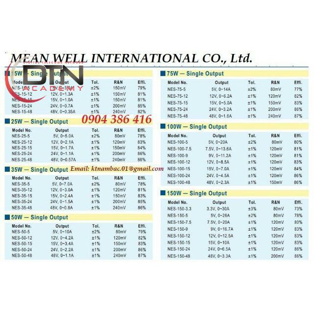 Nguồn tổ ong Meanwell 15w - 24v, 5v, 12v, 48v