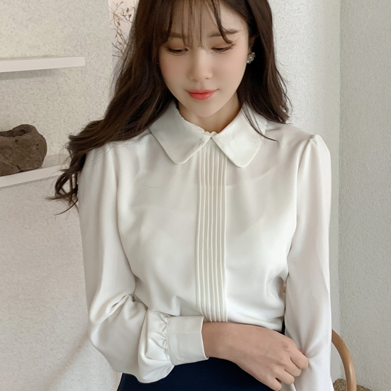 Áo sơ mi nữ trắng dài tay xếp ly Chunxuu thời trang công sở chất Lụa Hàn cao cấp - SP27