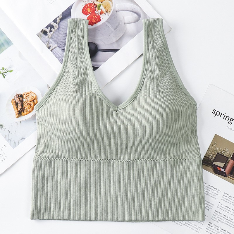 Áo Bra Dáng Dài Gân Tăm Có Mút Ngực Cao Cấp V90