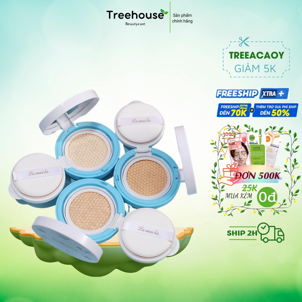 Phấn nước Cushion BB Cream Lameila hộp màu xanh hoạ tiết chiếc ô TREEHOUSE SHOP