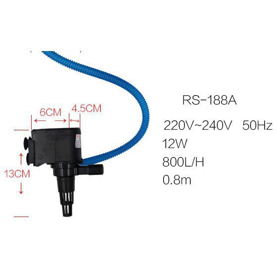 Máy bơm lọc nước hồ cá cảnh 12W Electrieal RS-188A, Máy bơm nước bể cá RS-188A, đầu máy bơm, máy lọc