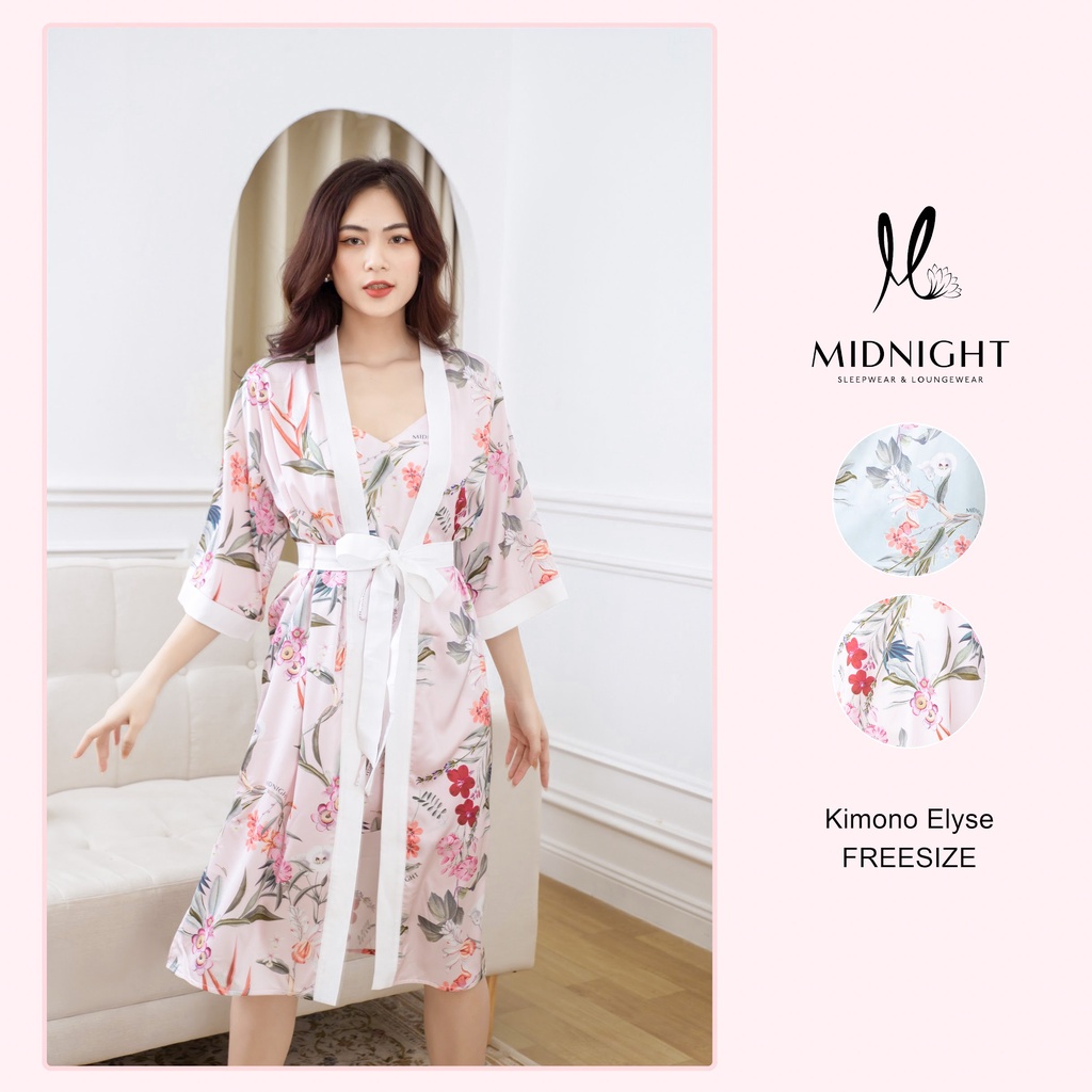 Đồ ngủ mặc nhà Kimono In Hoa - Midnight Sleepwear