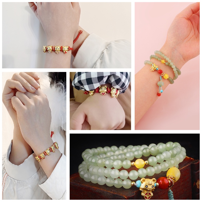 Mặt vòng cổ hình chú hổ vàng năm mới 2022 phong cách Trung Hoa truyền thống may mắn làm quà lưu niệm