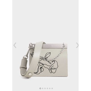 [PASS C&K] CHALK FLORAL EMBROIDERED CHAIN HANDLE BAG thumbnail