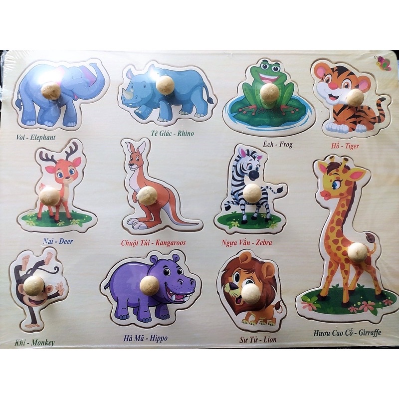 Bảng ghép hình núm gỗ cho bé rèn luyện trí nhớ với nhiều chủ đề, đồ chơi giáo dục