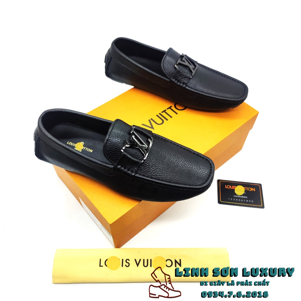 Giày lười Moca LV Nam phiên bản giới hạn màu full Đen Thời Trang Da Bò Xịn Lót Rời Chuẩn Form Full Box Bảo Hành 1 năm