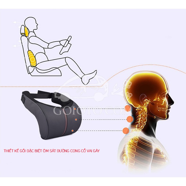 Gối tựa đầu ô tô cao su non nguyên khối bọc da PU cao cấp, phù hợp với tất cả loại xe