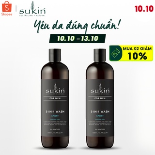 Sữa Tắm Sukin Thể Thao Phóng Khoáng 3 Trong 1 Dành Cho Nam Sukin For Men 3 - in - 1 Wash Sport 500ml