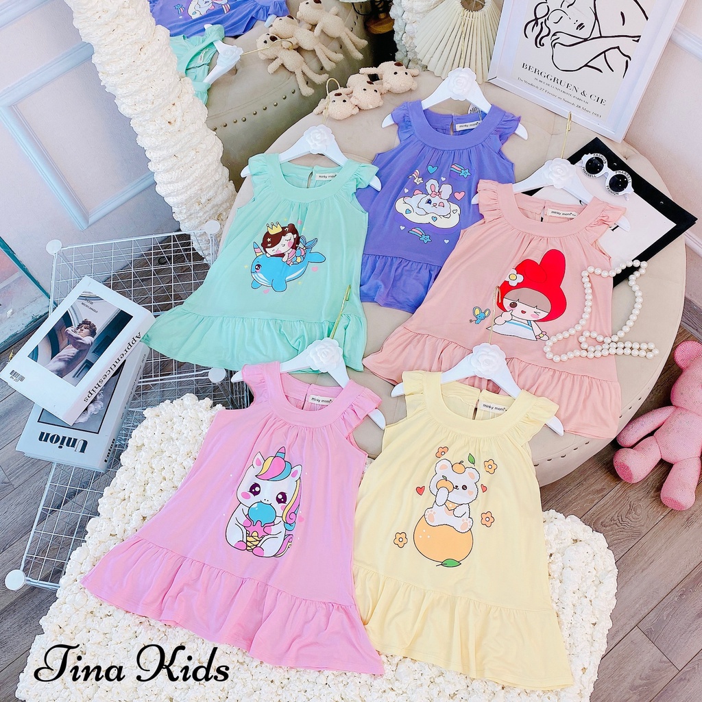 [Bé 7-19kg] Đầm Váy sát nách thun lạnh đuôi cá Minky Mom cho bé gái từ 7-19kg
